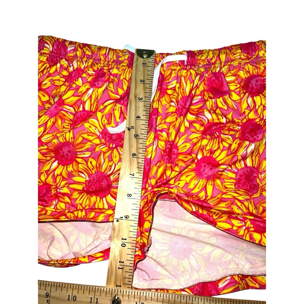 Women's S/M Southern Couture Athletic Shorts Lounge Shorts Pink Sunflower - Picture 7 of 9